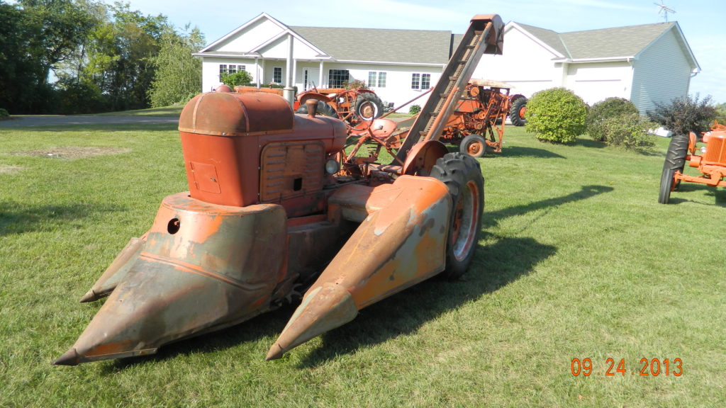 WC with mounted two row corn picker